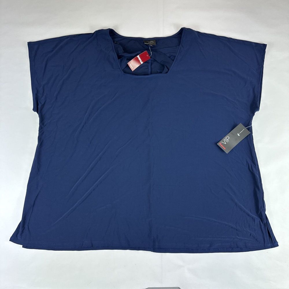 VIP Avenue Blouse Womens 22/24 Blue‎ Shirt Stretch Comfort Pullover Boho NEW NWT